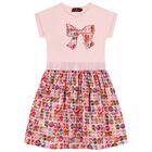 Girls Pink Ribbon Dress, 2, hi-res