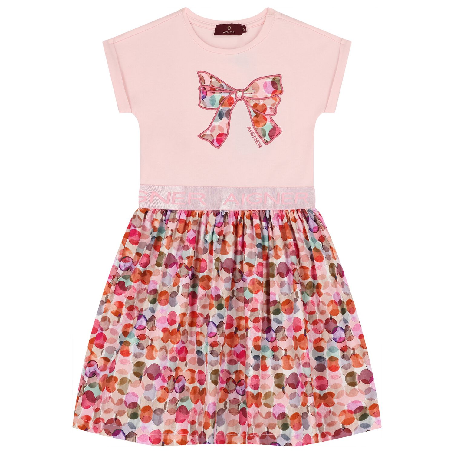 Girls Pink Ribbon Dress, 2, hi-res