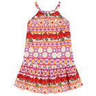 فستان بنات بطبعة الزهور باللون الأحمر والأبيض, 1, hi-res