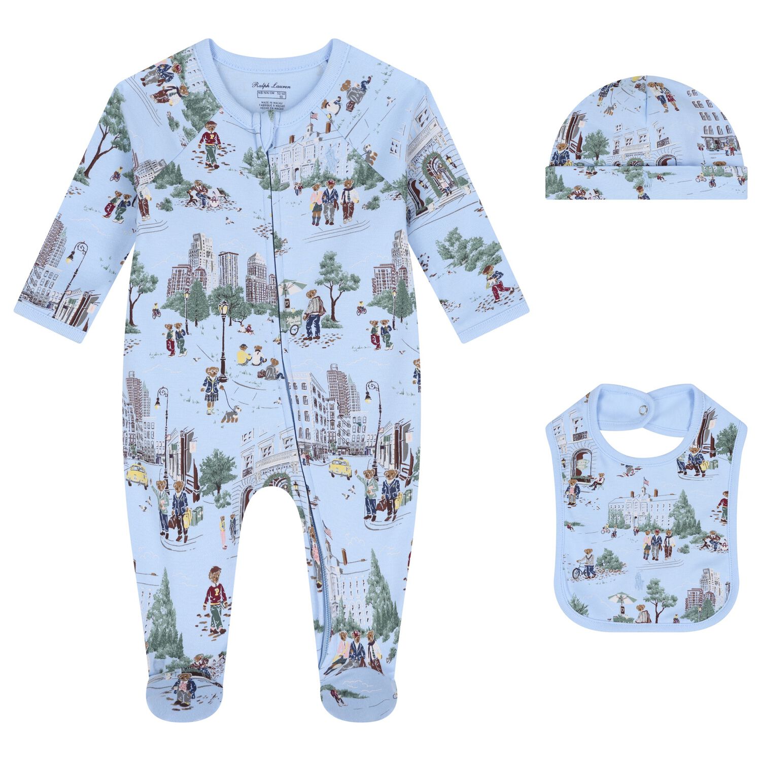 Baby Boys Blue Teddy Bear Babygrow Gift Set, 1, hi-res