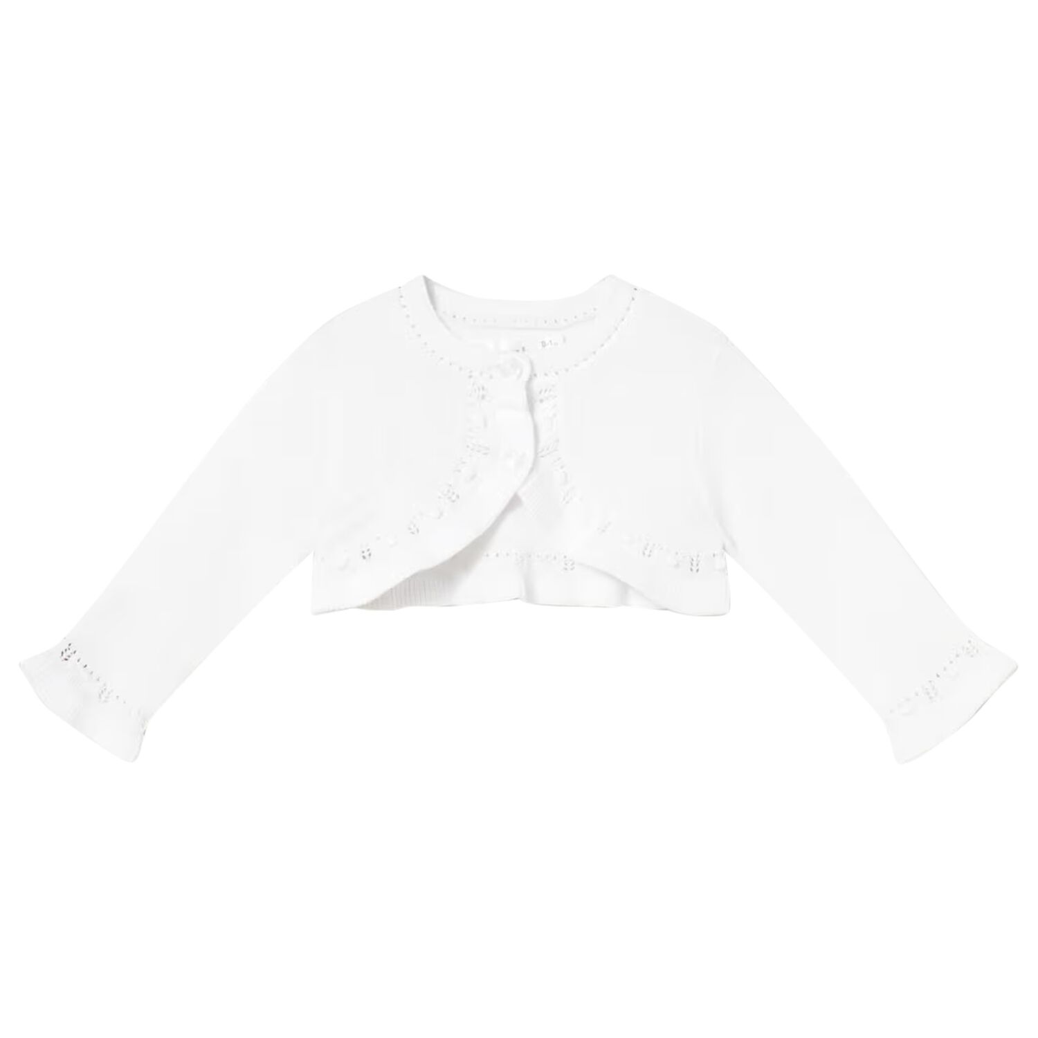Baby Girls White Knitted Cardigan, 1, hi-res