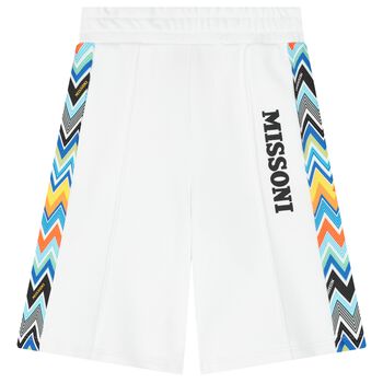 Boys White Zigzag Shorts