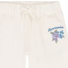 Girls Ivory Floral Logo Joggers, 1, hi-res