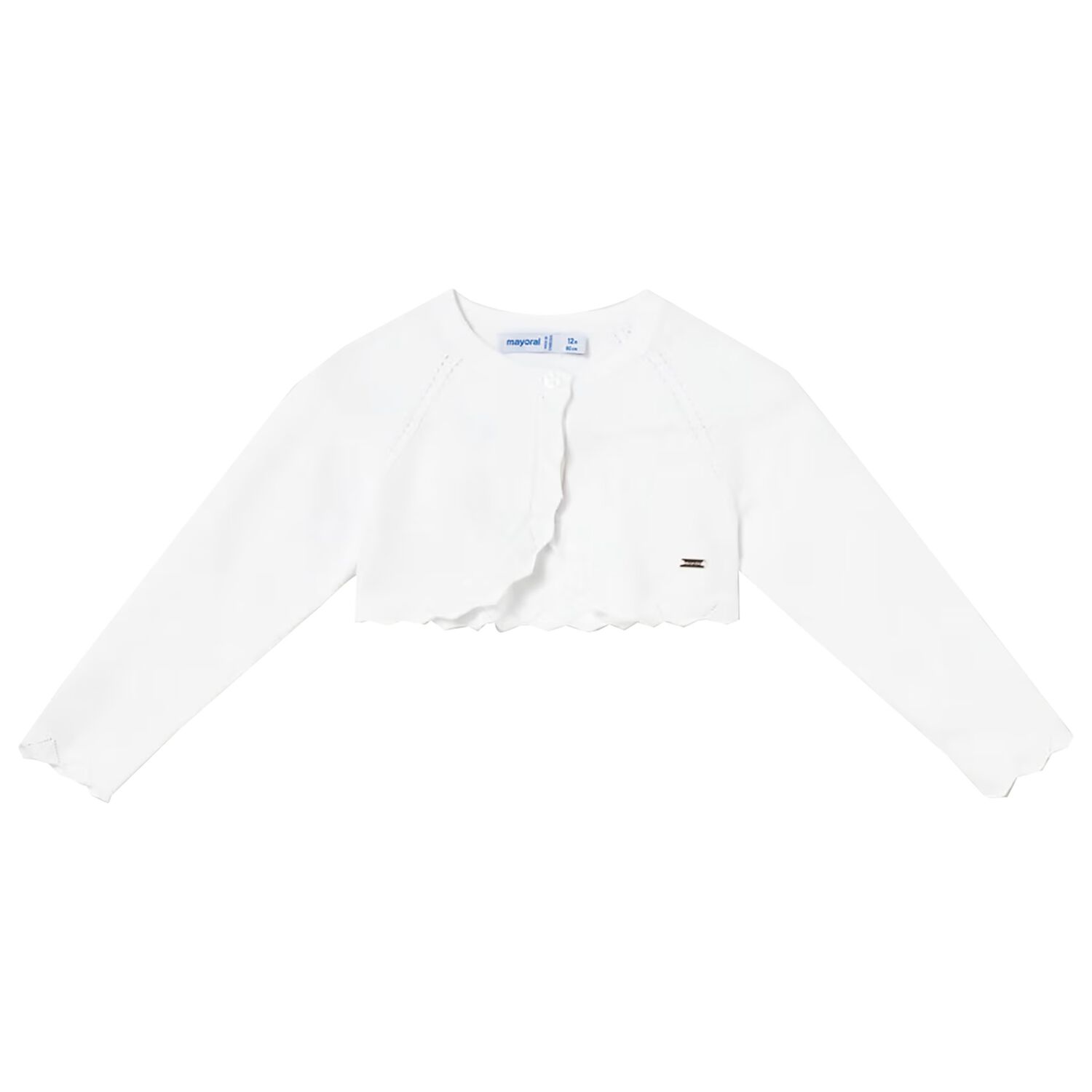 Younger Girls White Knitted Cardigan, 3, hi-res