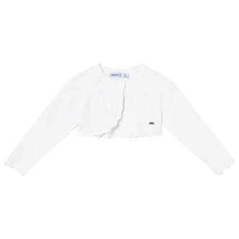 كارديجان باللون الأبيض محبوك للفتيات 