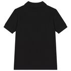 Boys Black Logo Polo Shirt, 1, hi-res