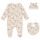 White & Gold Babygrow Gift Set (3 Piece), 1, hi-res