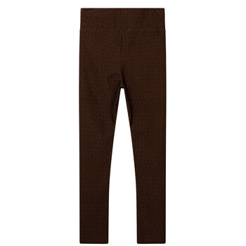 Girls Brown Logo Leggings