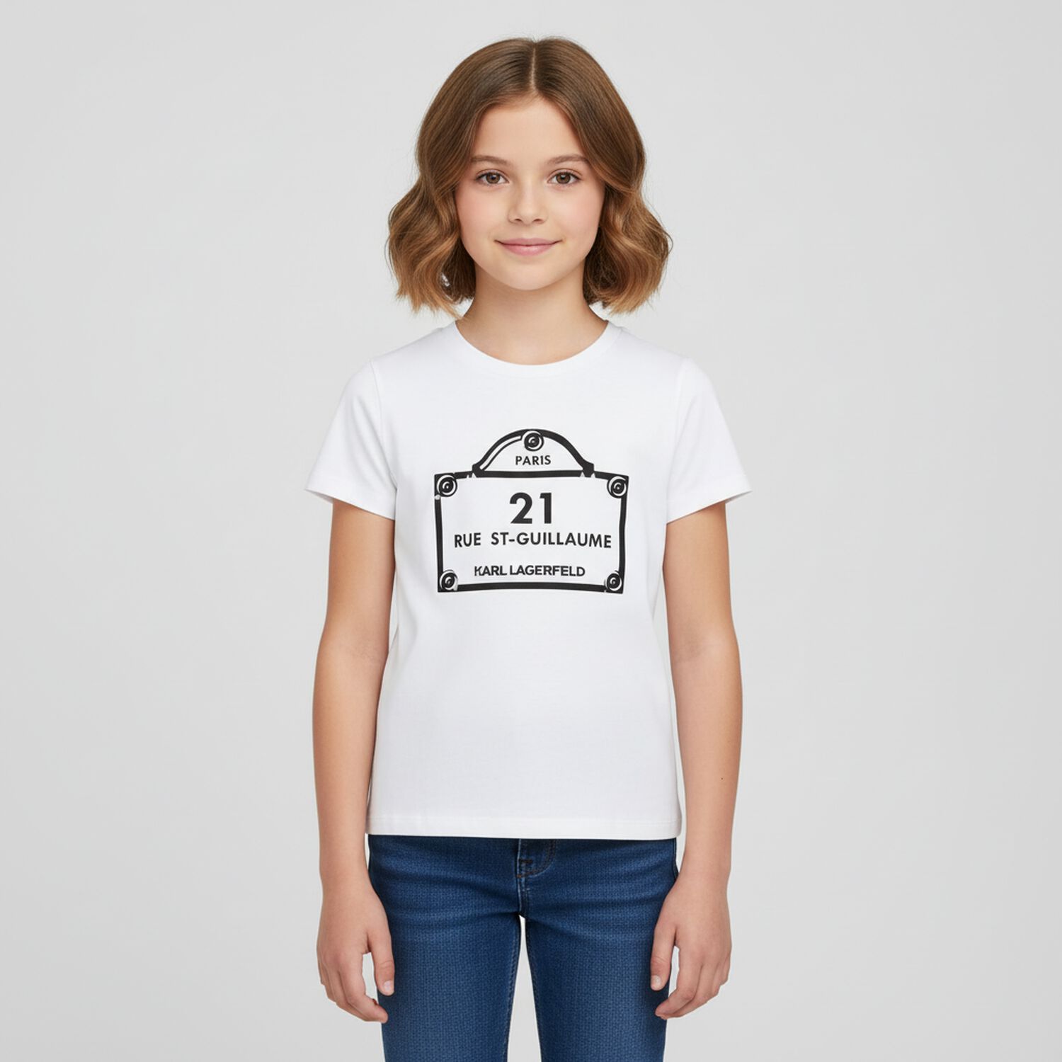 Girls White Logo T-Shirt, 1, hi-res image number null