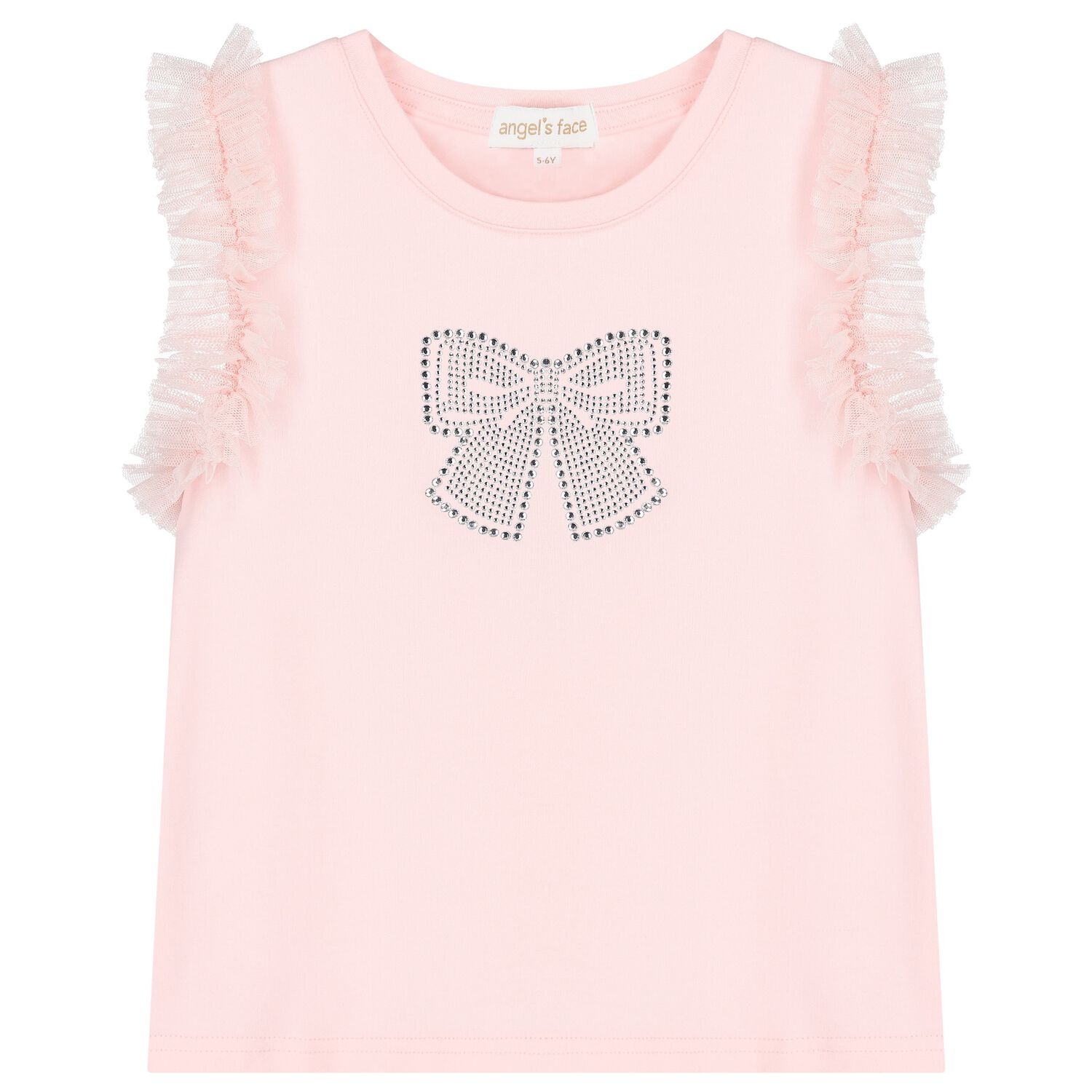 Girls Pink Diamante Bow Top, 1, hi-res image number null