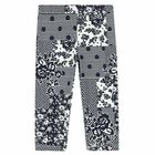 Girls White & Navy Leggings, 1, hi-res