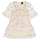 Girls Ivory Floral Tulle & Sequin Dress, 2, hi-res