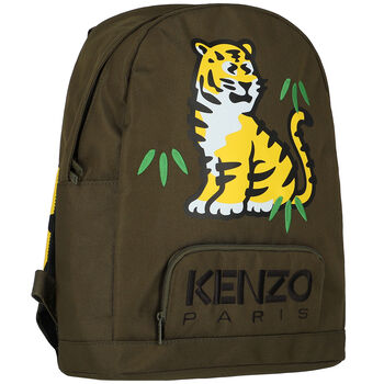 Boys Khaki Green Tiger & Logo Backpack