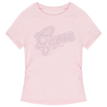 Girls Pink Embellished Logo T-Shirt