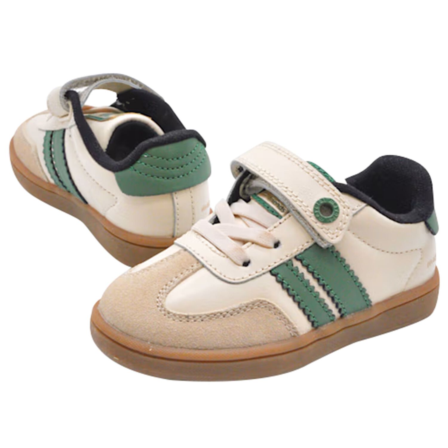 Younger Boys Ivory & Green Trainers, 1, hi-res image number null
