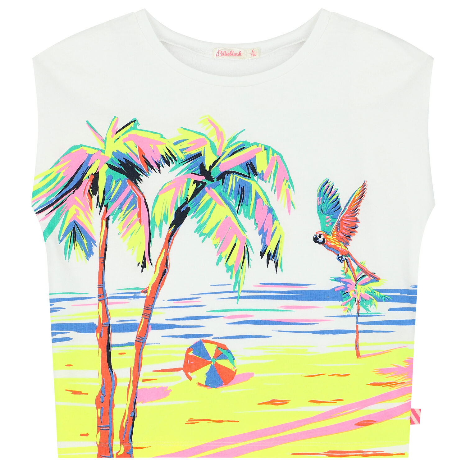 Girls White Palm Tree T-Shirt, 1, hi-res image number null