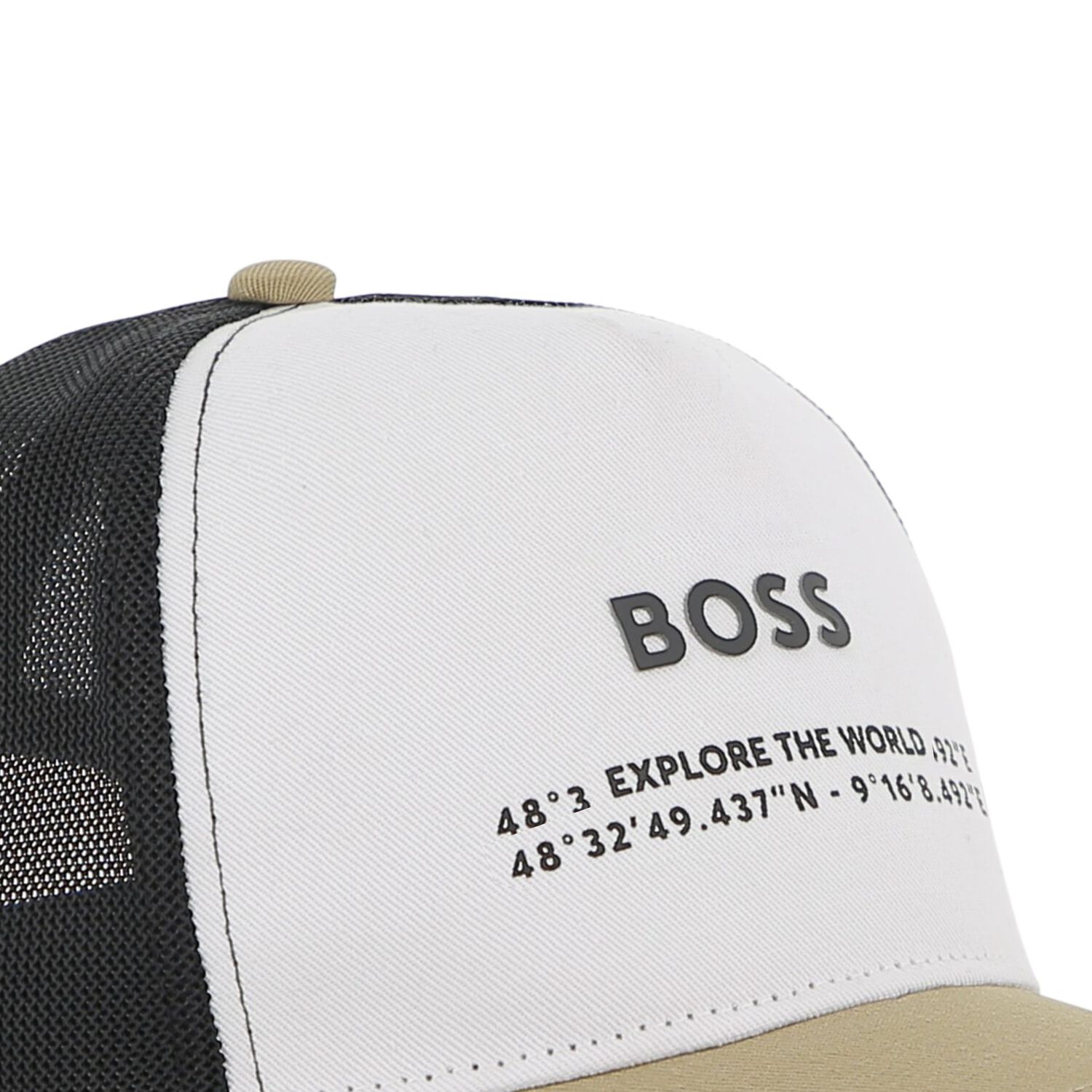 Boys White, Black & Beige Logo Cap, 1, hi-res