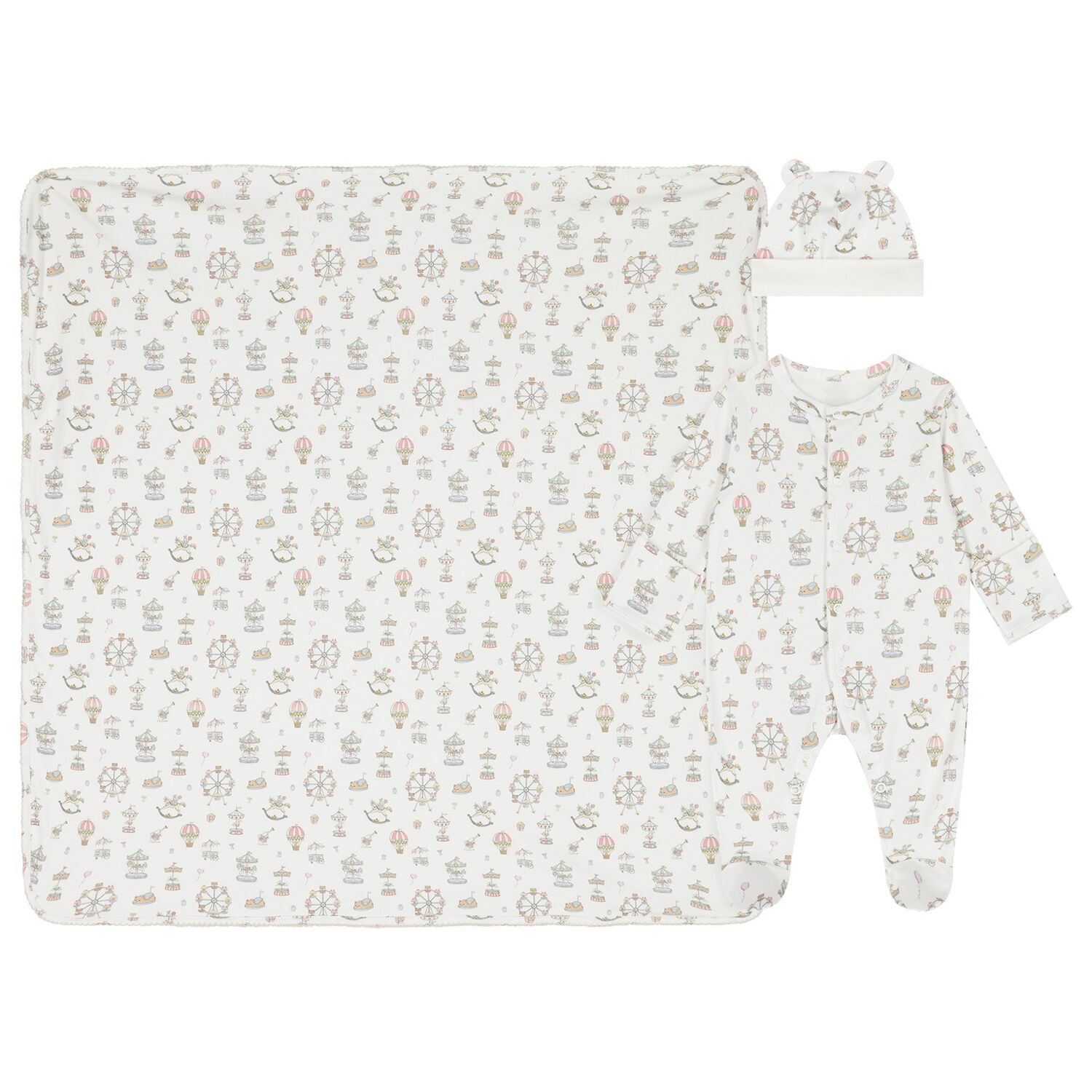 White Carousel & Hot Air Balloon Babygrow Gift Set, 1, hi-res