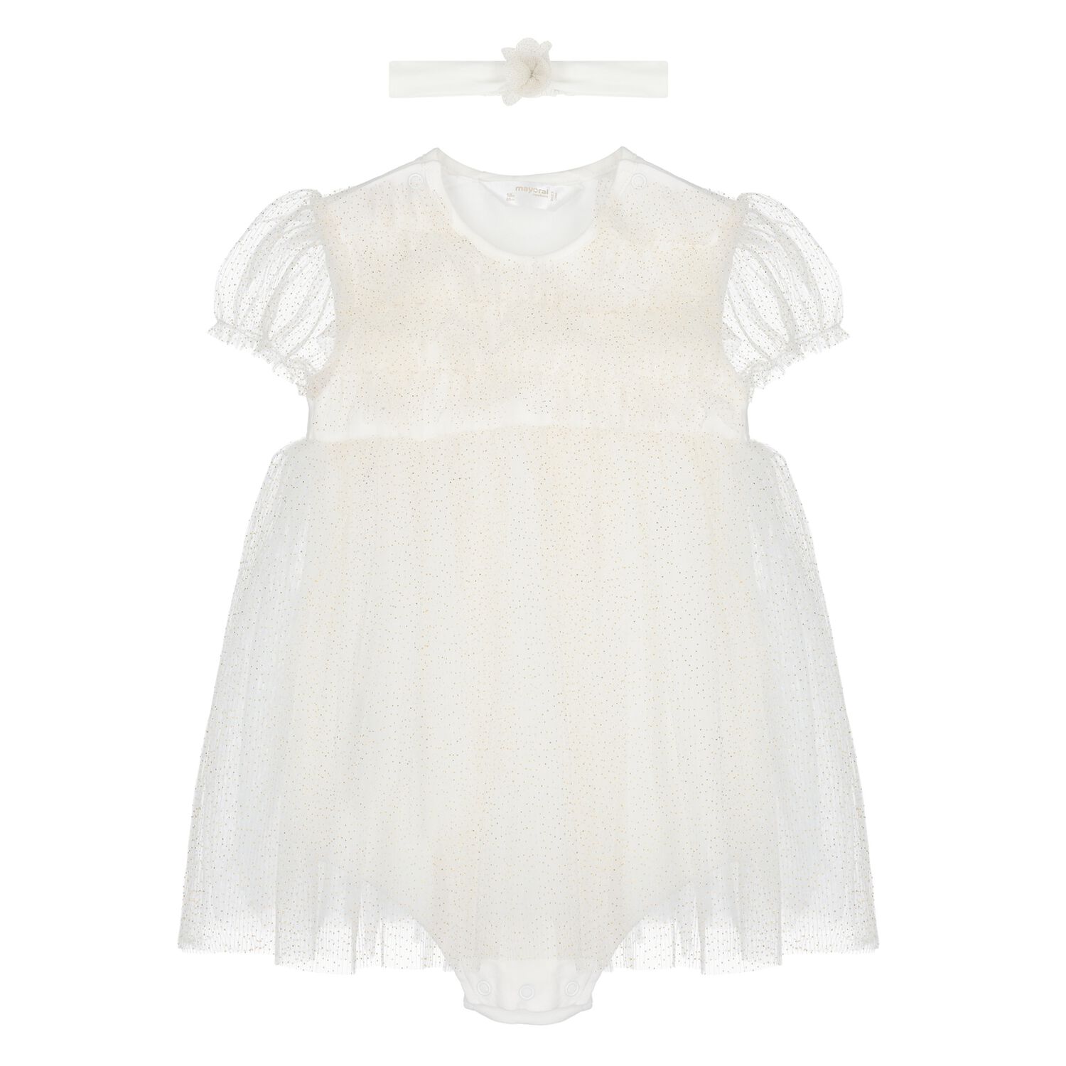 Baby Girls White Glitter Bodysuit Dress Set, 2, hi-res image number null
