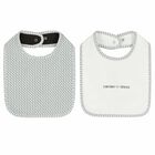 Baby Boys Ivory & Navy Blue Logo Bibs ( 2-Pack ), 1, hi-res