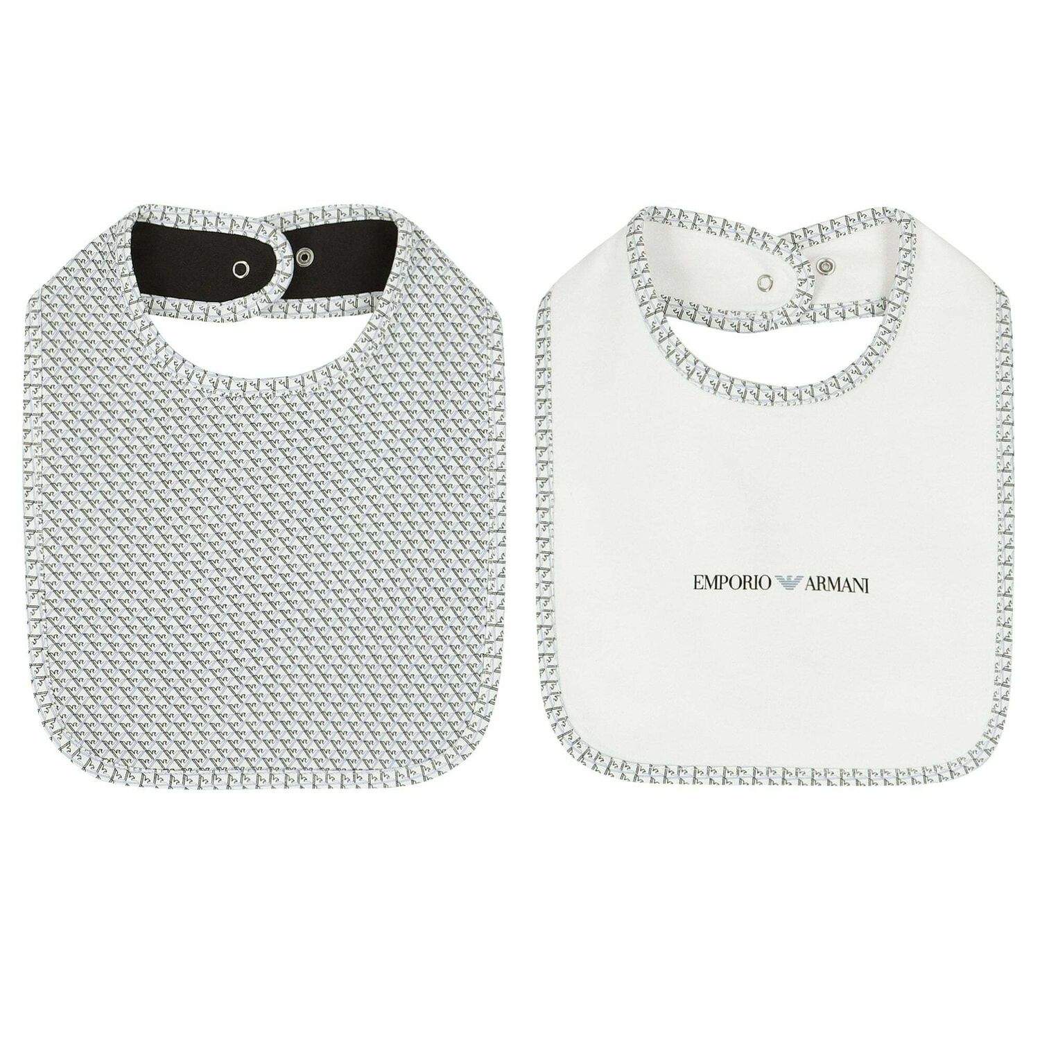 Baby Boys Ivory & Navy Blue Logo Bibs ( 2-Pack ), 1, hi-res