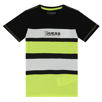 Boys Black, White & Neon Green Logo T-Shirt