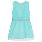 Girls Turquoise Tulle Dress, 1, hi-res