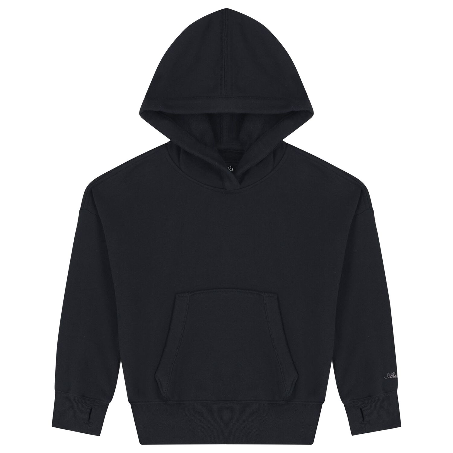 Girls Black Logo Hooded Top, 2, hi-res