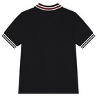 Boys Black Logo Polo Shirt, 1, hi-res