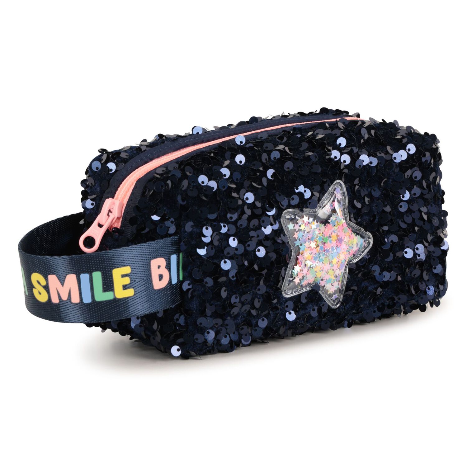 Girls Navy Blue Sequin Pencil Case , 1, hi-res