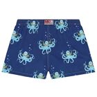 Boys Navy Blue Octopus Swim Shorts, 1, hi-res