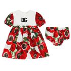 Baby Girls Red & White Floral Dress Set, 1, hi-res