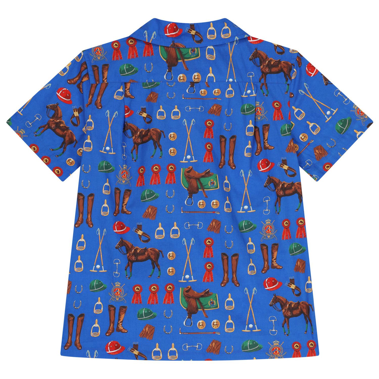 Boys Blue Equestrian Shirt, 1, hi-res