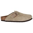 Beige Logo Suede Leather Clog, 1, hi-res