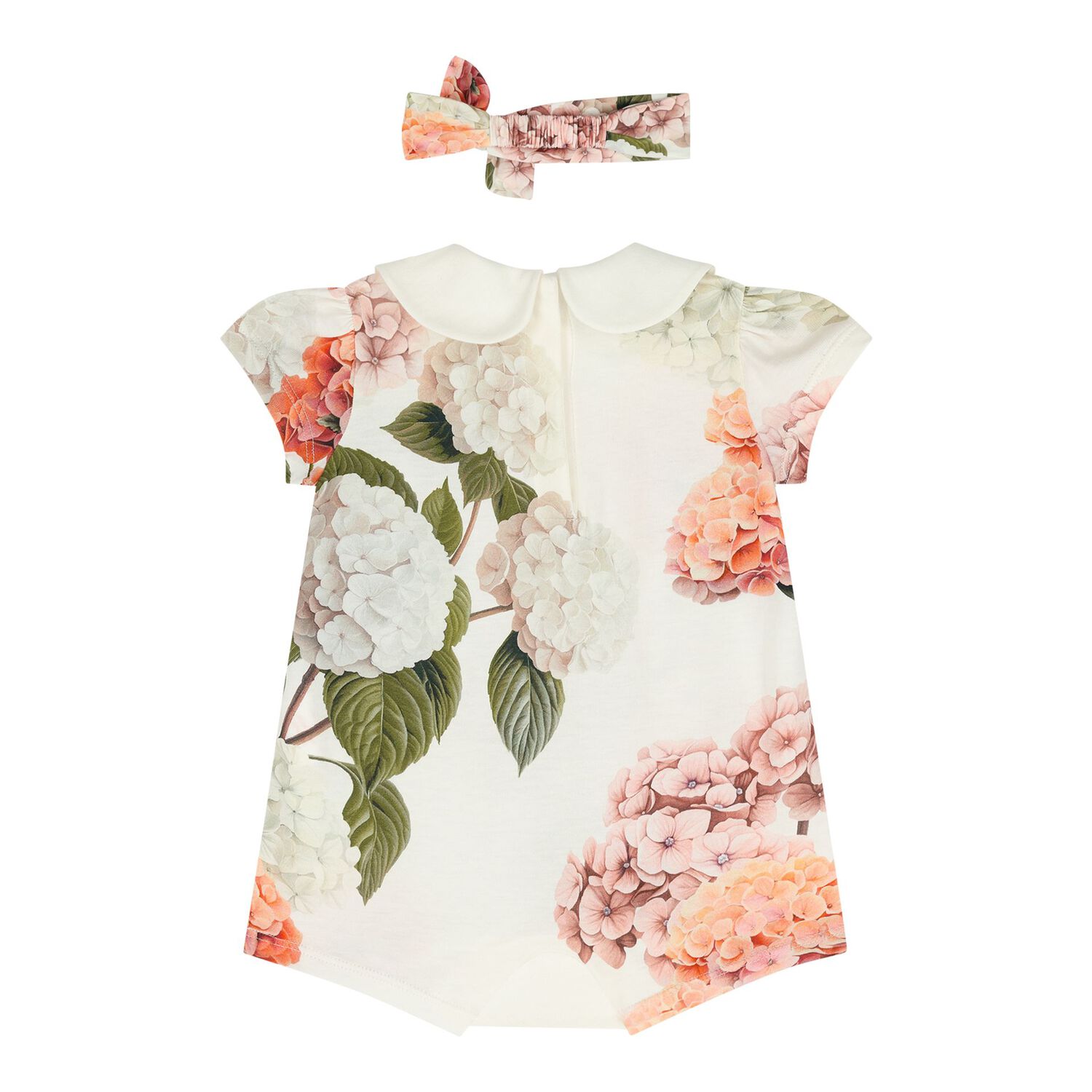 Baby Girls Ivory & Pink Floral Logo Romper Set, 1, hi-res