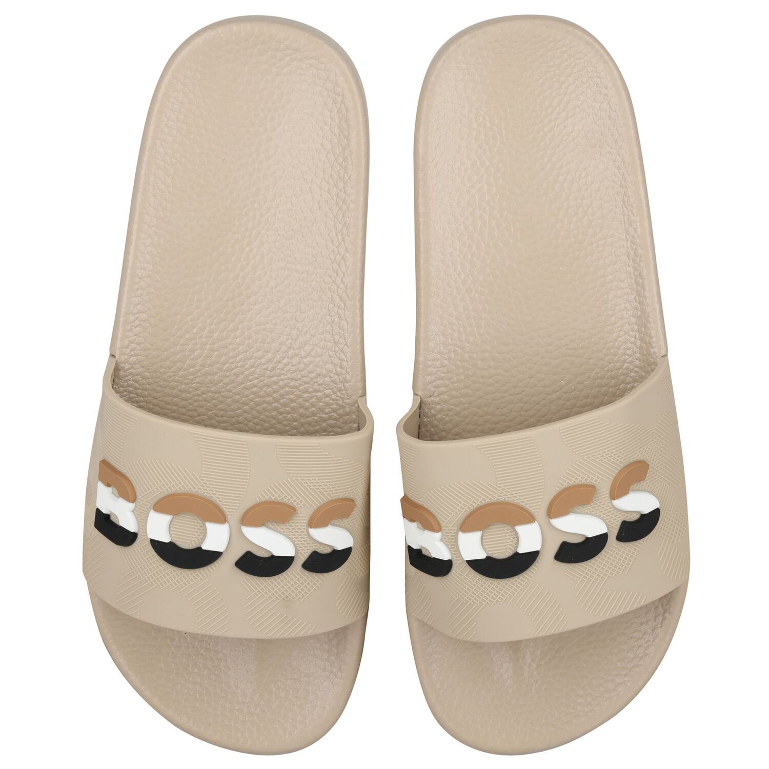 Boys Beige Logo Sliders, 2, hi-res