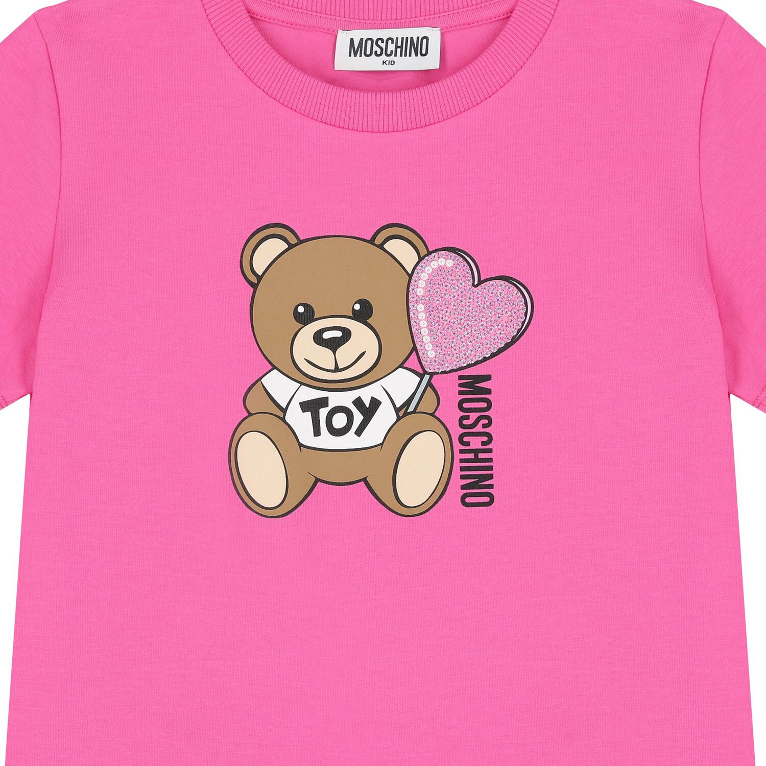 Girls Pink Teddy Bear Logo T-Shirt, 2, hi-res