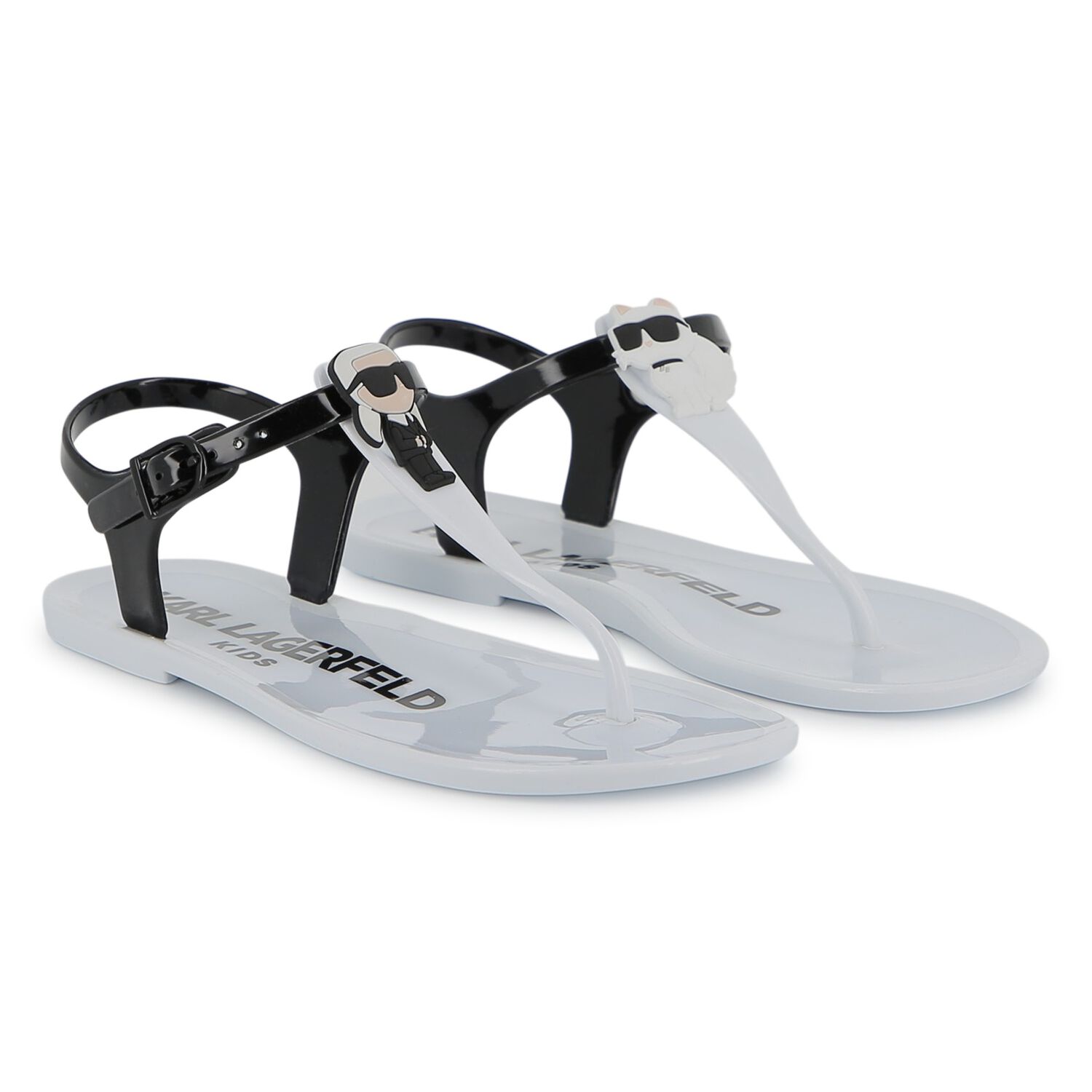 Girls White Karl & Choupette Jelly Sandals, 2, hi-res