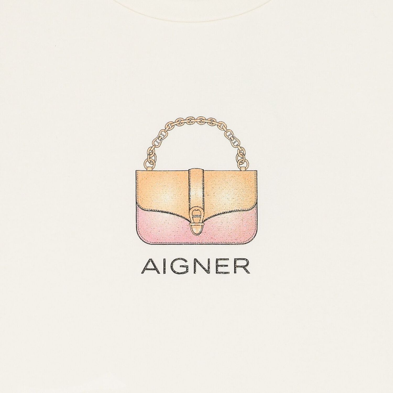 فستان بنات مزين بالترتر بطبعة حقيبة باللون العاجي, 1, hi-res