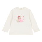 Younger Girls Ivory Cat Long Sleeve Top, 1, hi-res