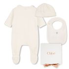 Baby Girls Ivory Logo Babygrow Gift Set, 1, hi-res