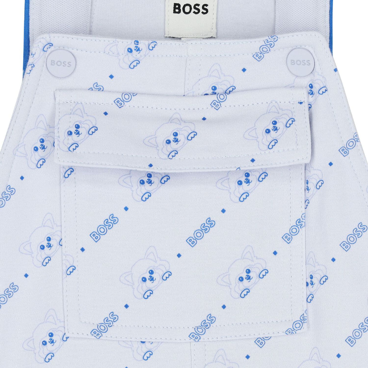 Baby Boys Blue Logo Dungaree, 1, hi-res