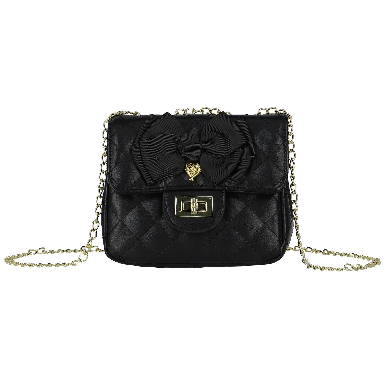 Girls Black Bow Handbag, 7, hi-res image number null