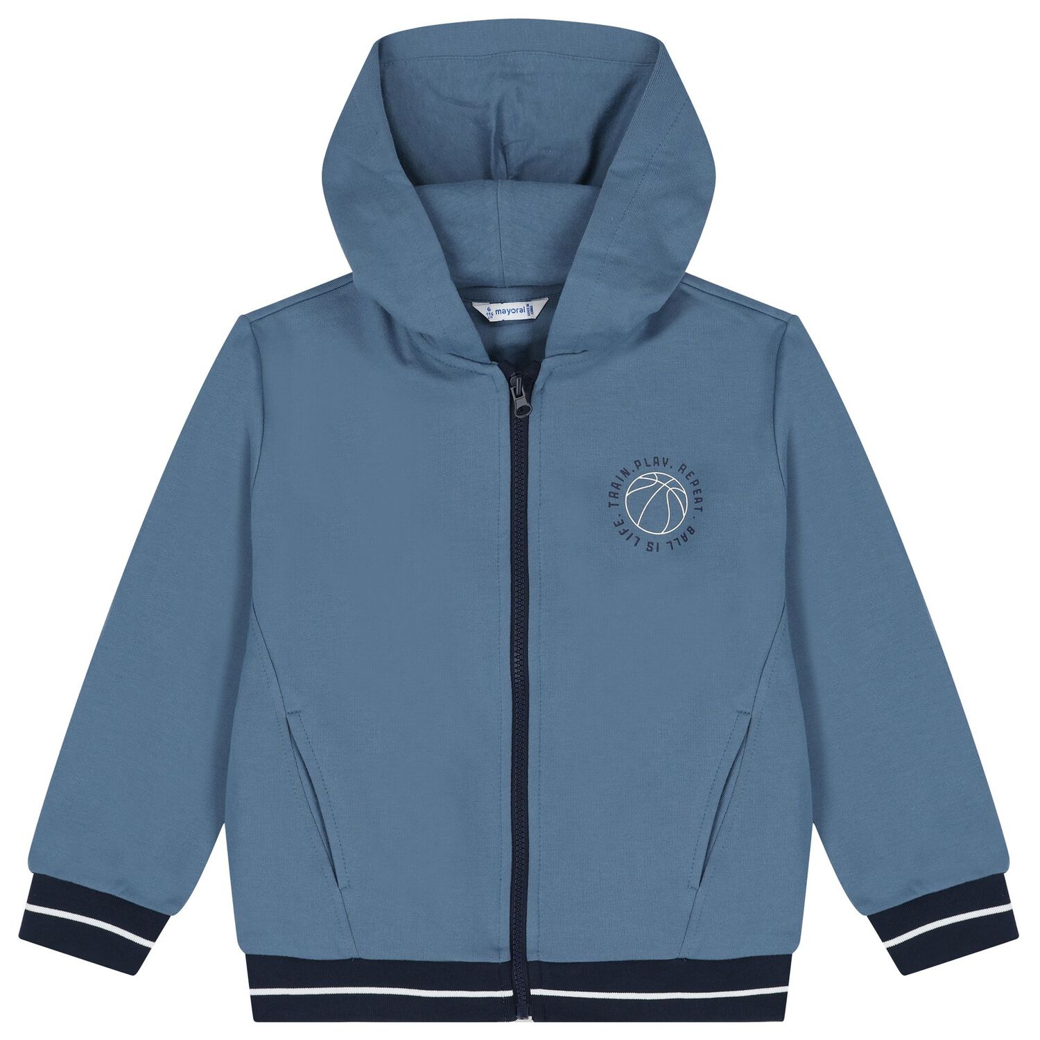 Boys Blue & Navy Blue Basketball Tracksuit, 1, hi-res