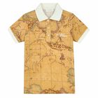 Boys Beige Geo Map Polo Shirt, 1, hi-res