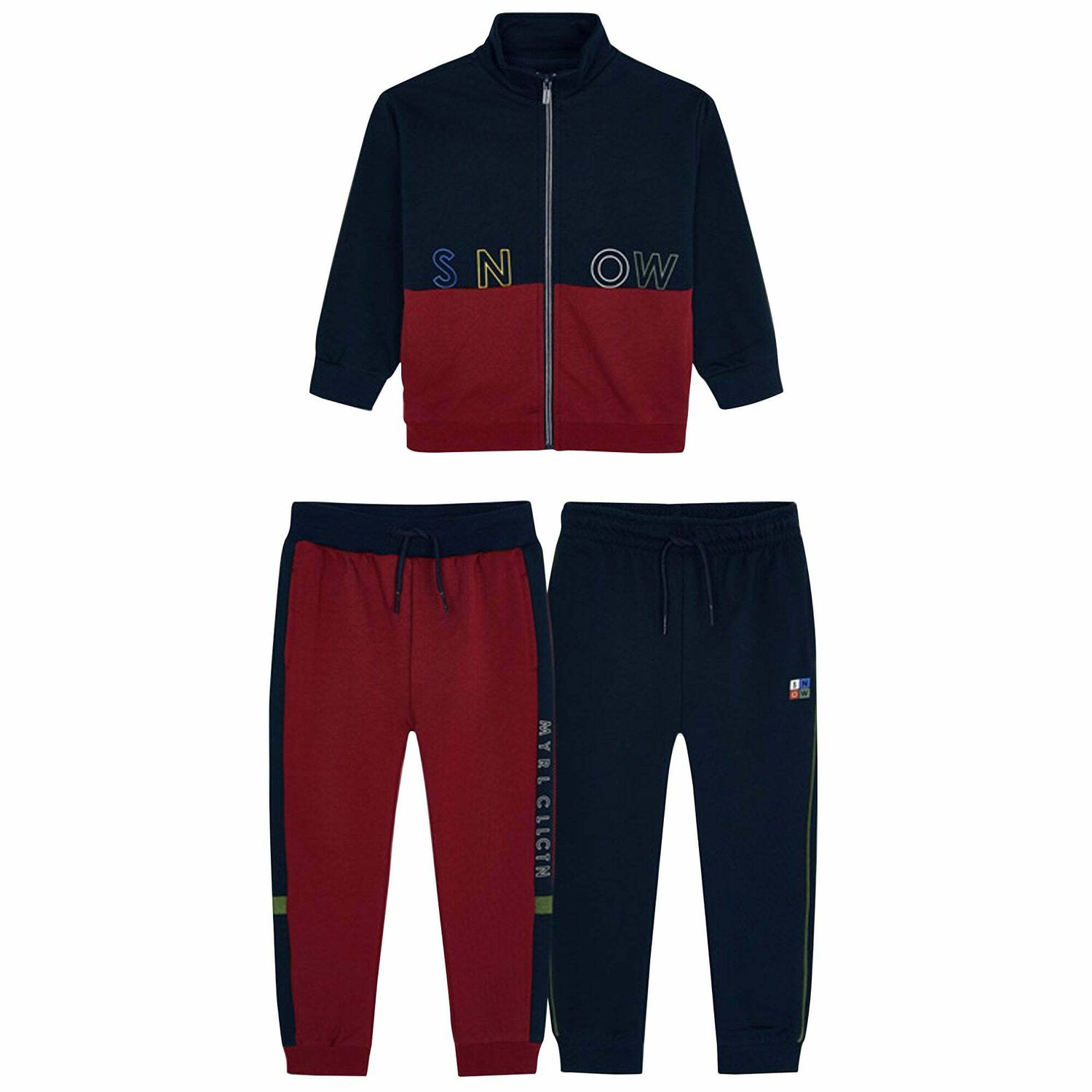 Boys Red & Navy 3 Piece Tracksuit, 1, hi-res