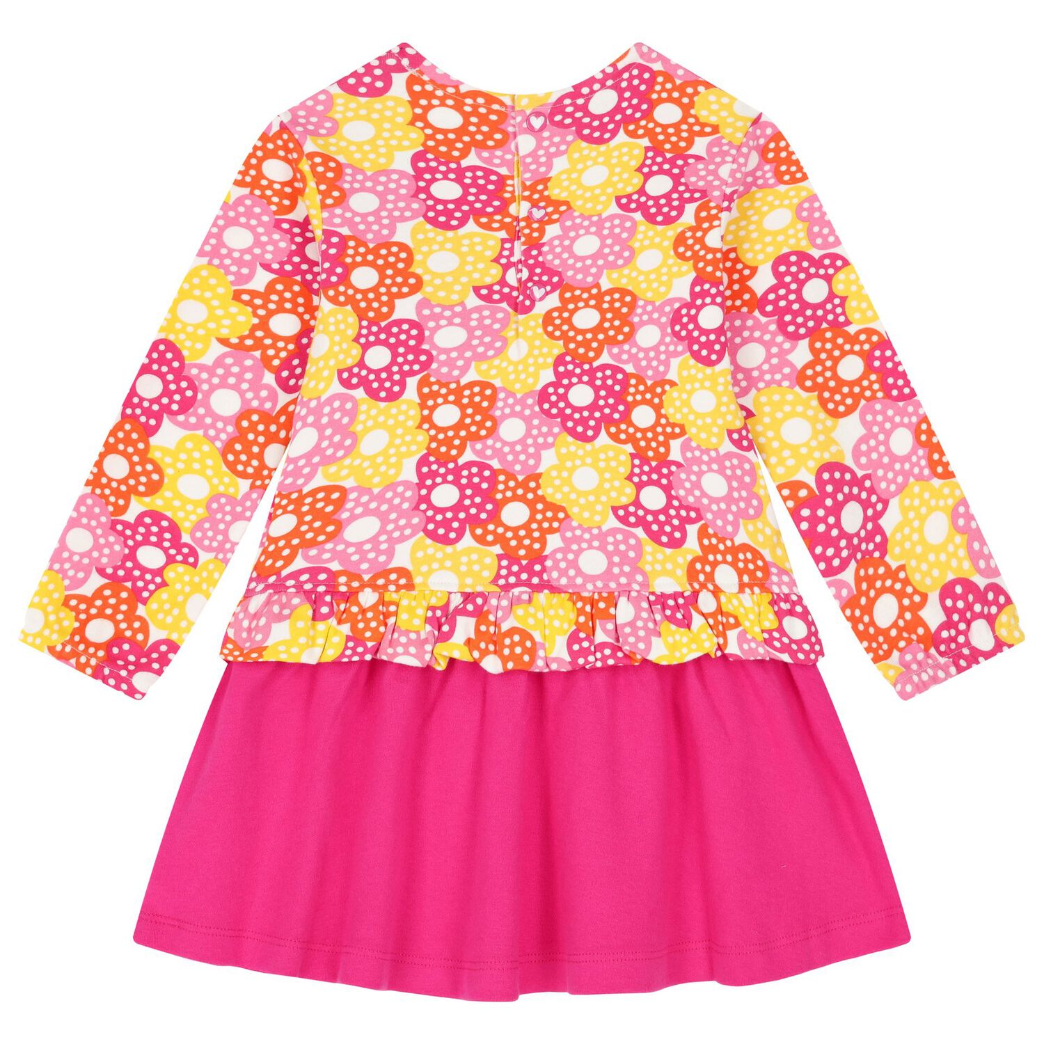 طقم بنات فستان بطبعة الزهور باللون الأبيض والوردي, 1, hi-res image number null