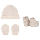 Beige Hat & Booties Baby Gift Set, 4, hi-res