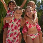 Girls Ivory & Red Strawberry Playsuit, 1, hi-res