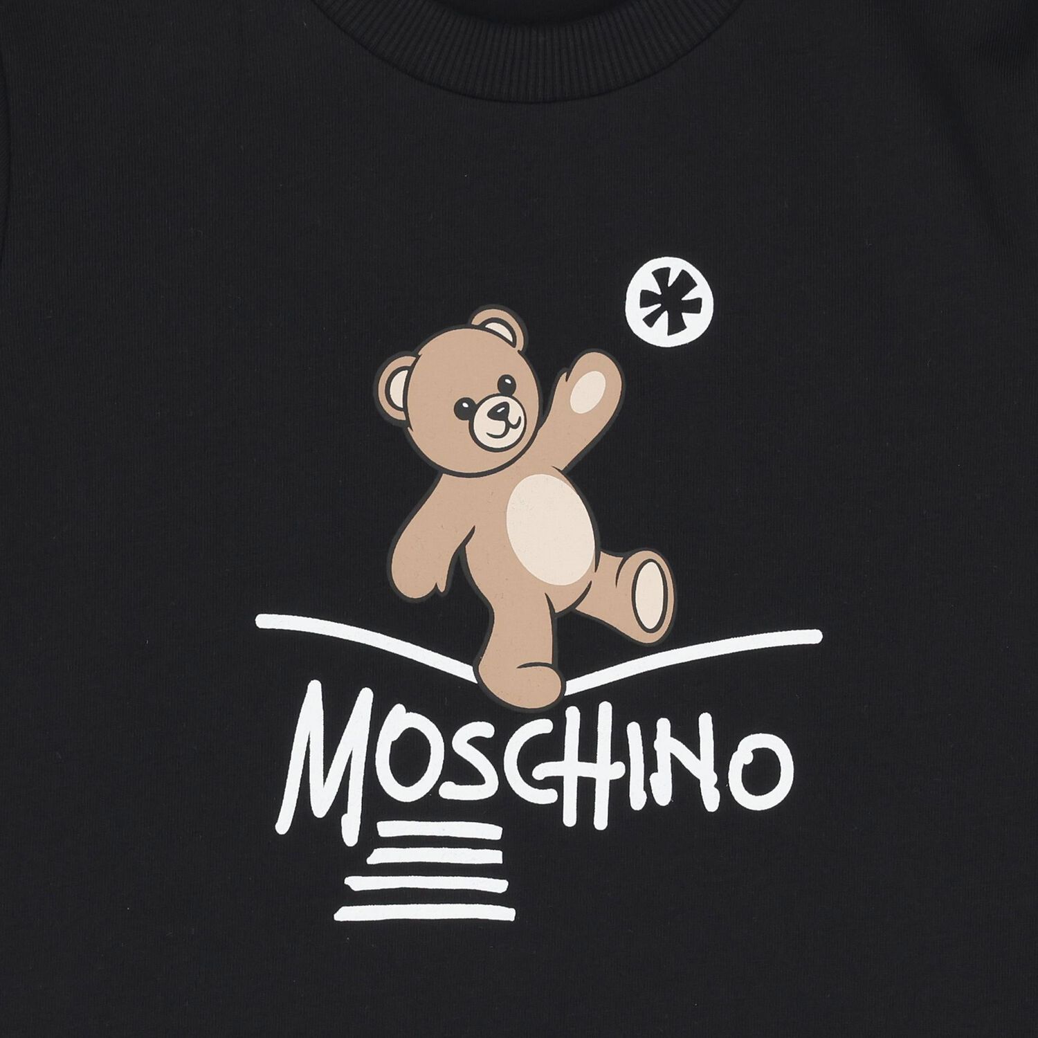 Black Teddy Bear Logo Long Sleeve Top, 2, hi-res
